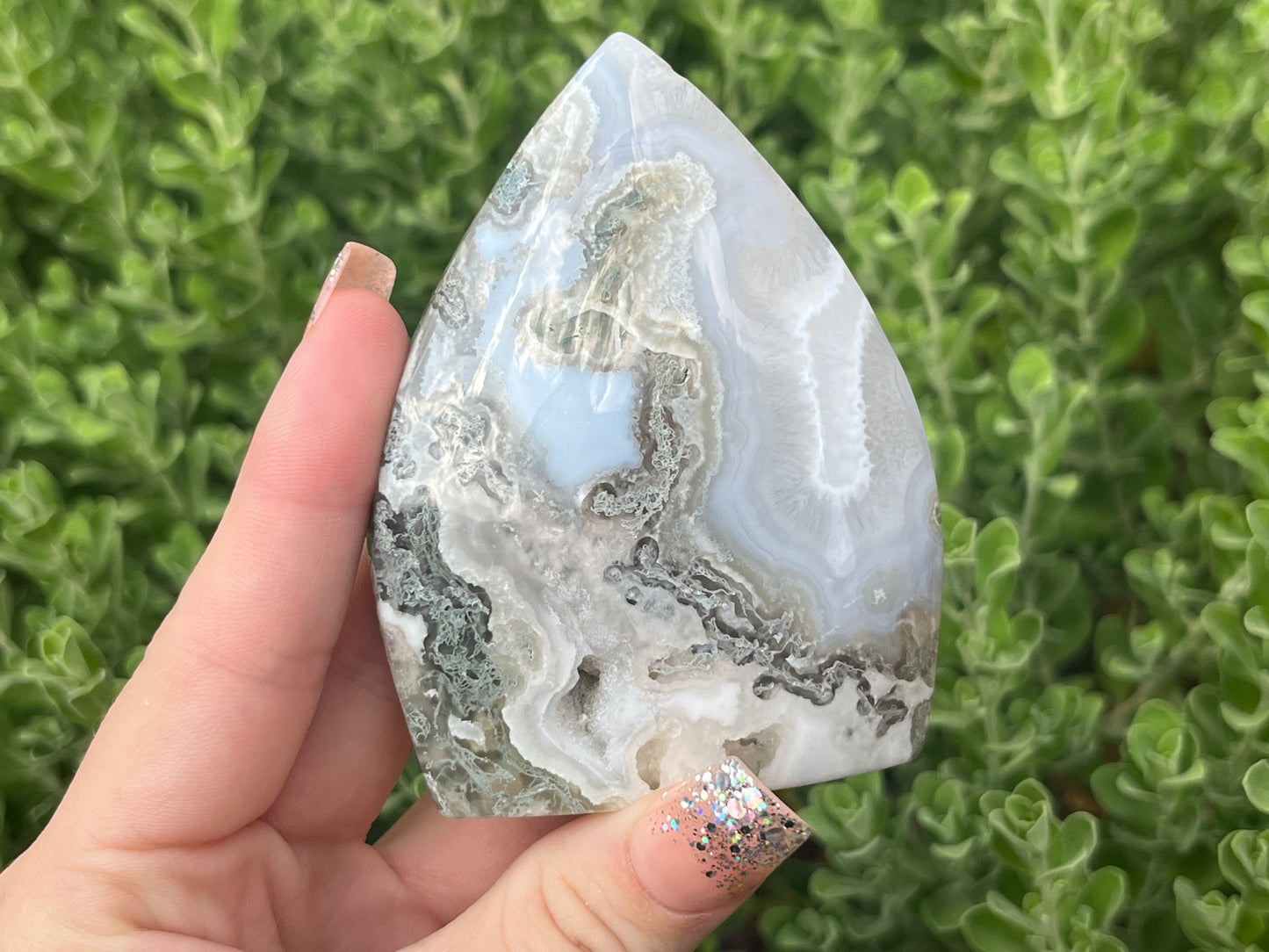 Moss Agate Teardrop Flames