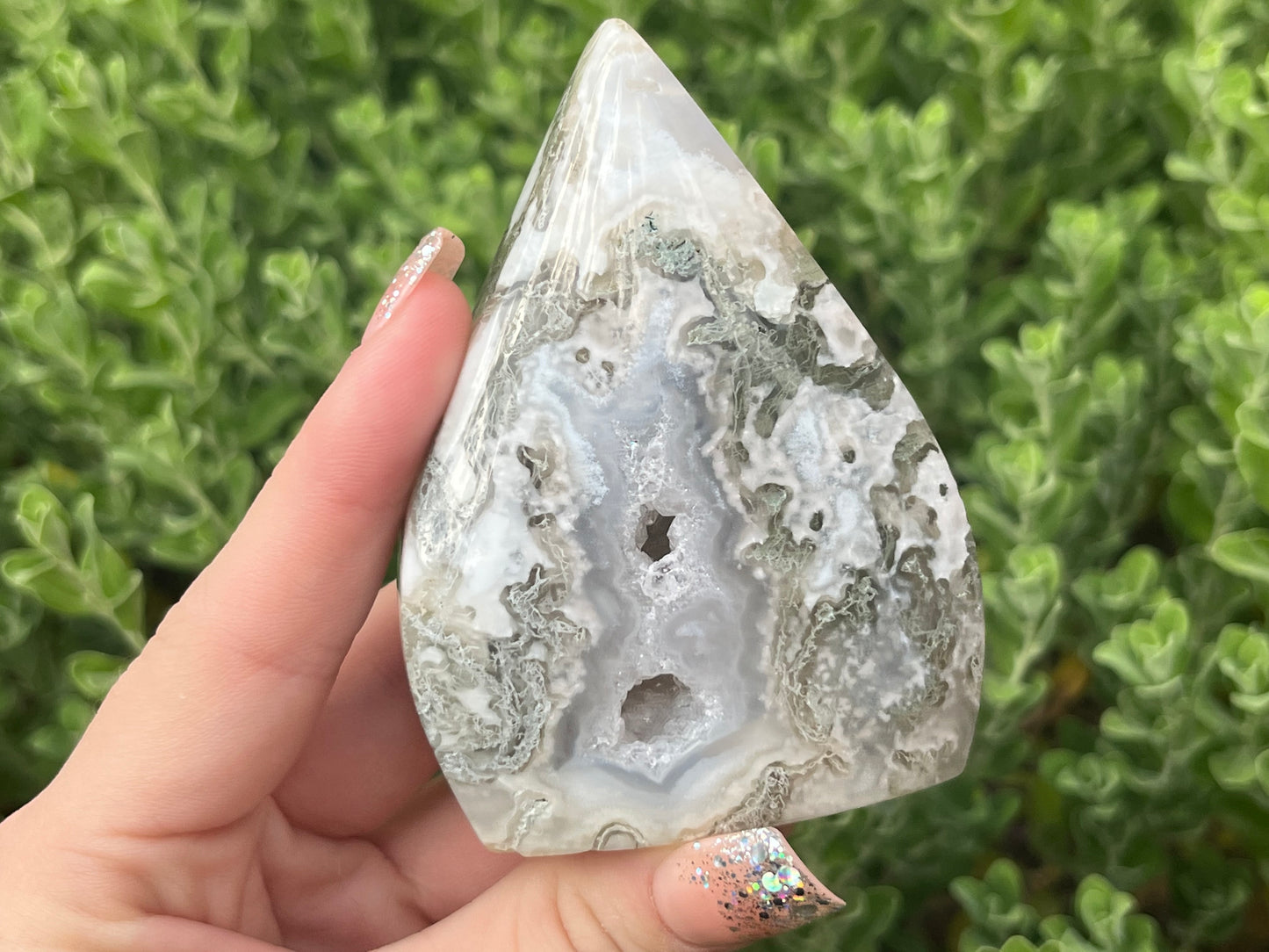 Moss Agate Teardrop Flames