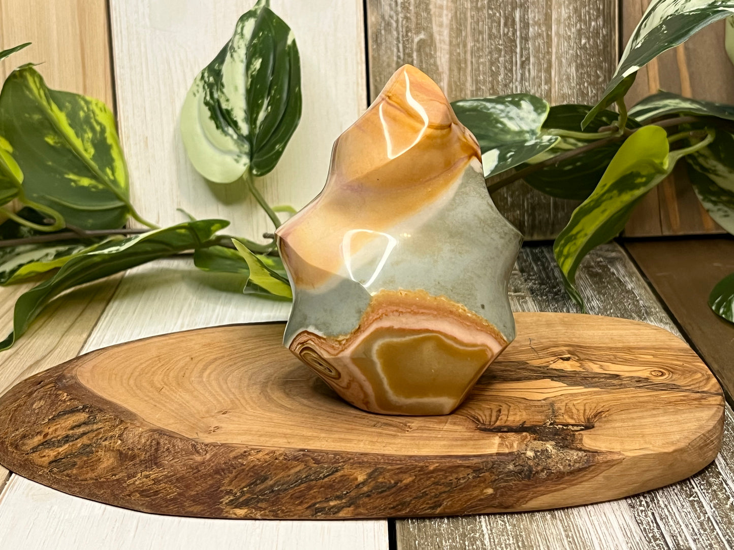 Polychrome Jasper Flame Carving