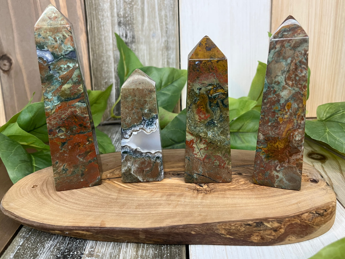 Red Moss Agate Towers From Indonesia