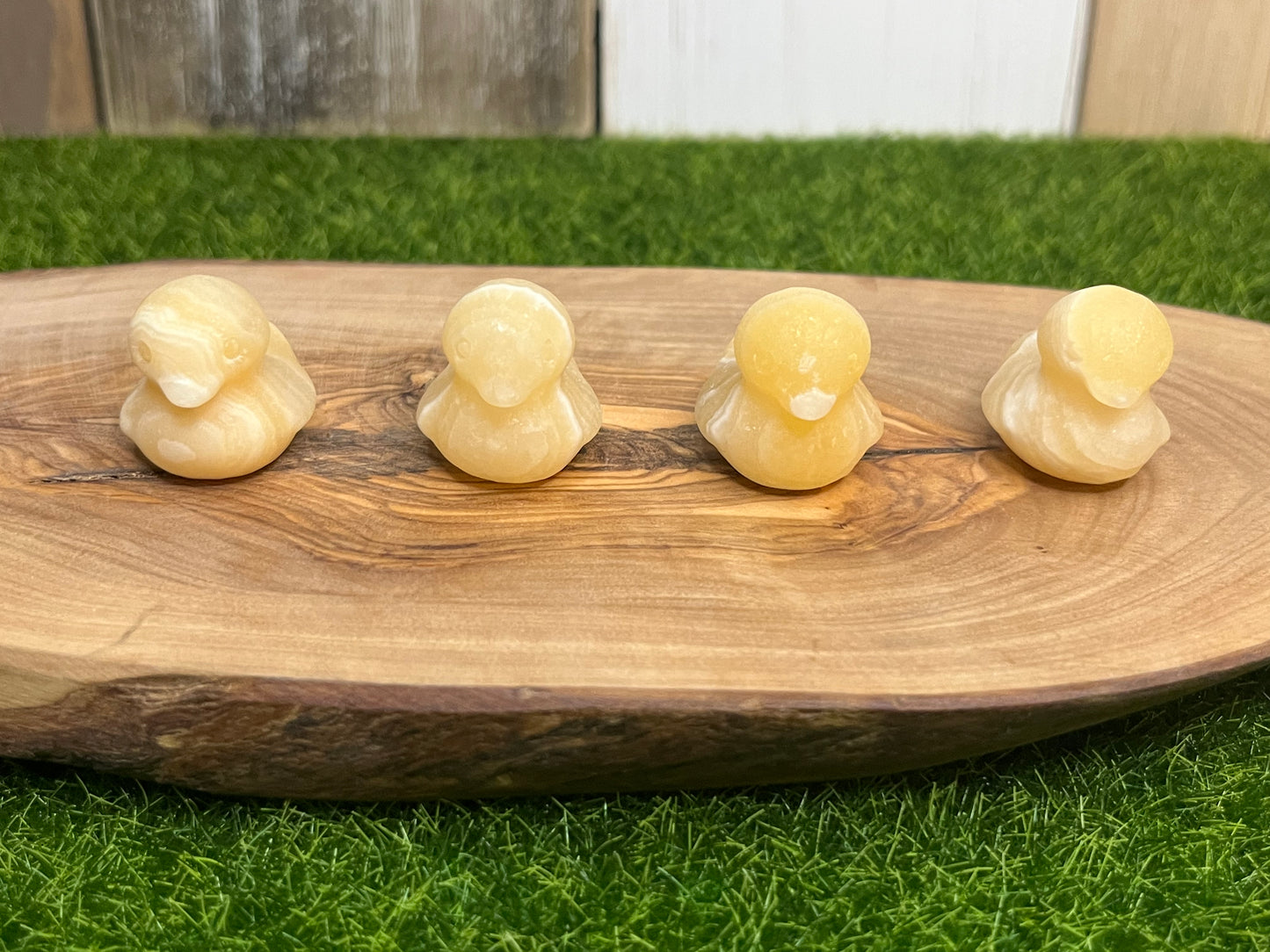 Yellow Calcite Duck Carvings