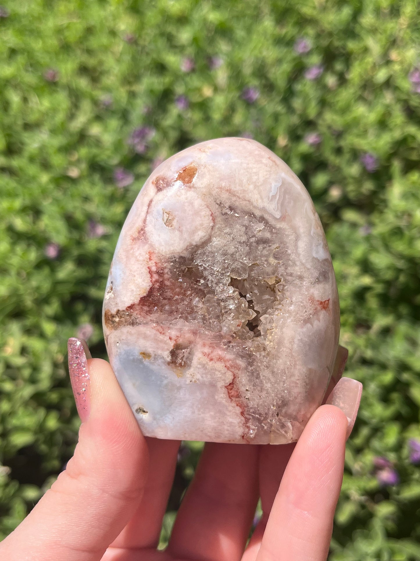 Pink Amethyst x Flower Agate Druzy Freeform