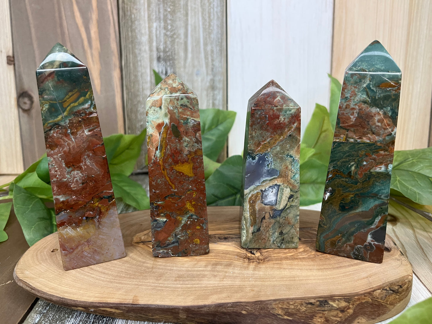 Red Moss Agate Towers From Indonesia