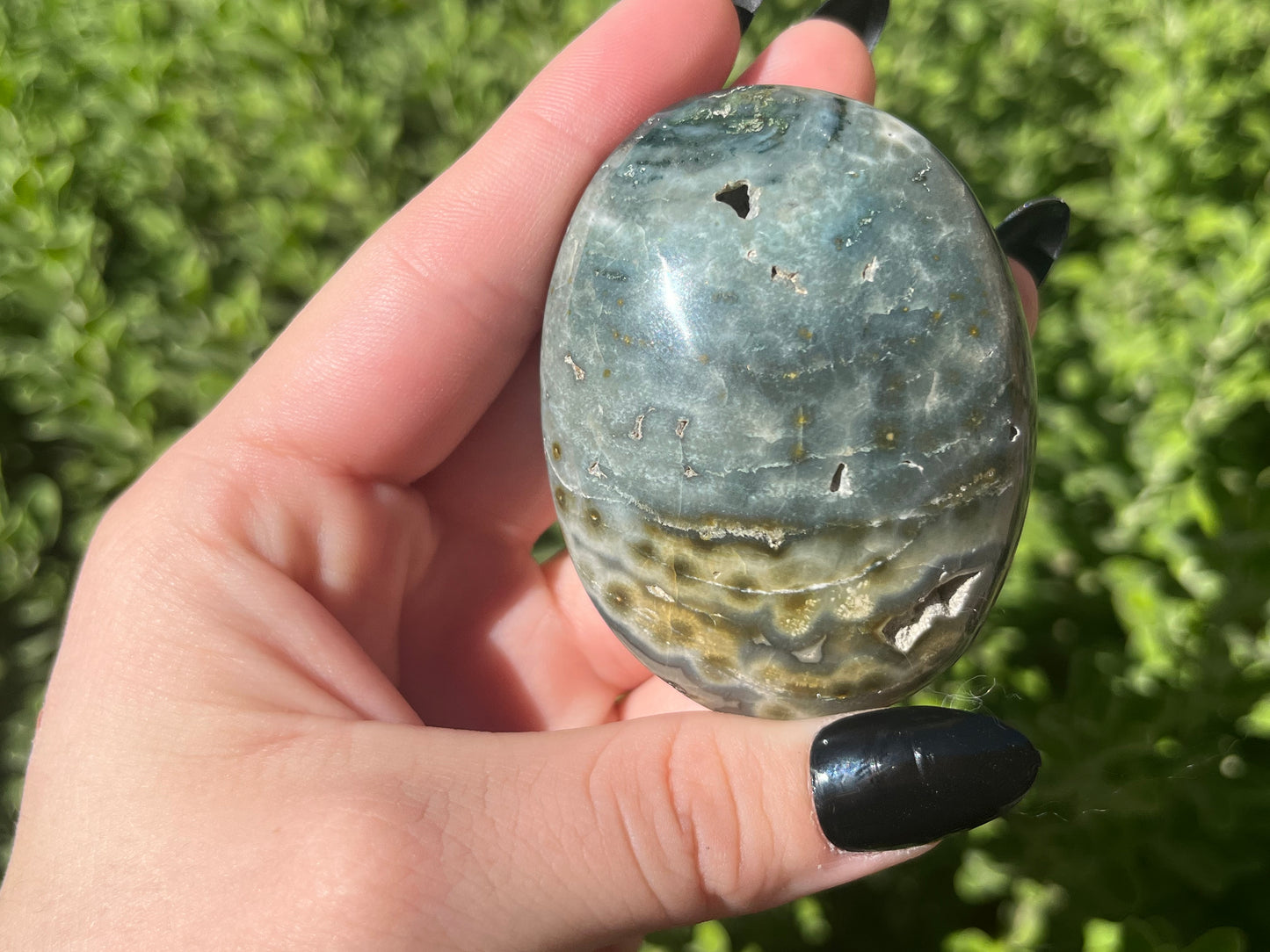 Orbicular Ocean Jasper Palm Stones