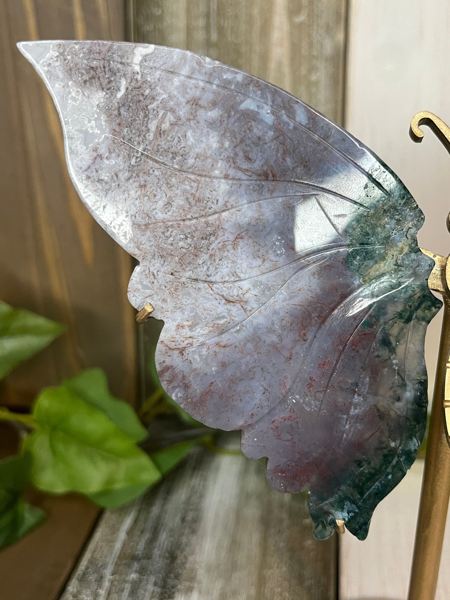 Purple Moss Agate Butterfly Wings