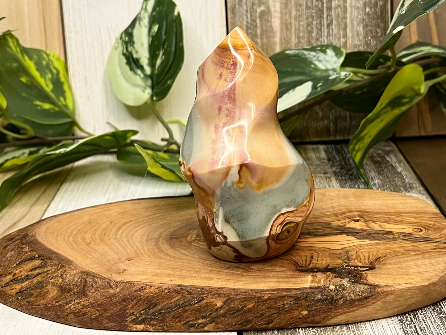 Polychrome Jasper Flame Carving