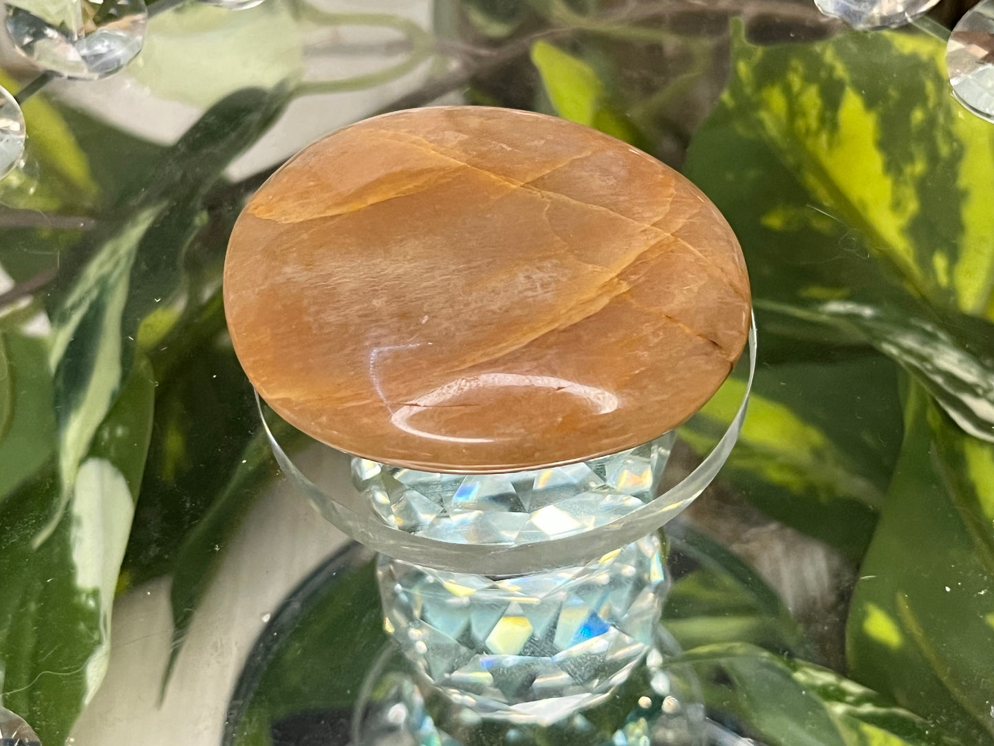 Peach Moonstone Palm Stone