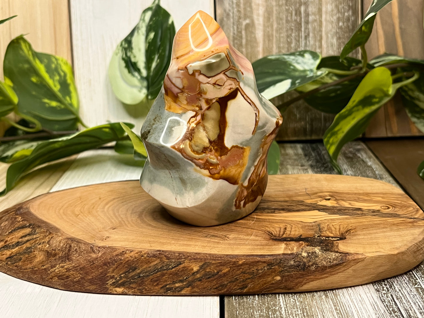 Polychrome Jasper Flame Carving
