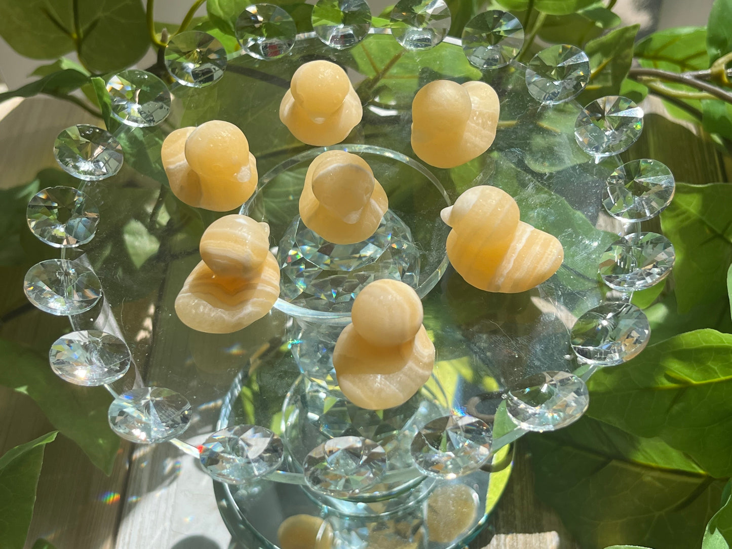 Yellow Calcite Duck Carvings