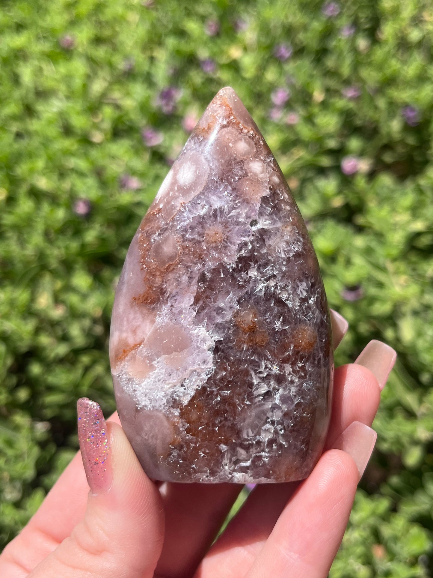 Pink Amethyst x Flower Agate Teardrop Freeforms