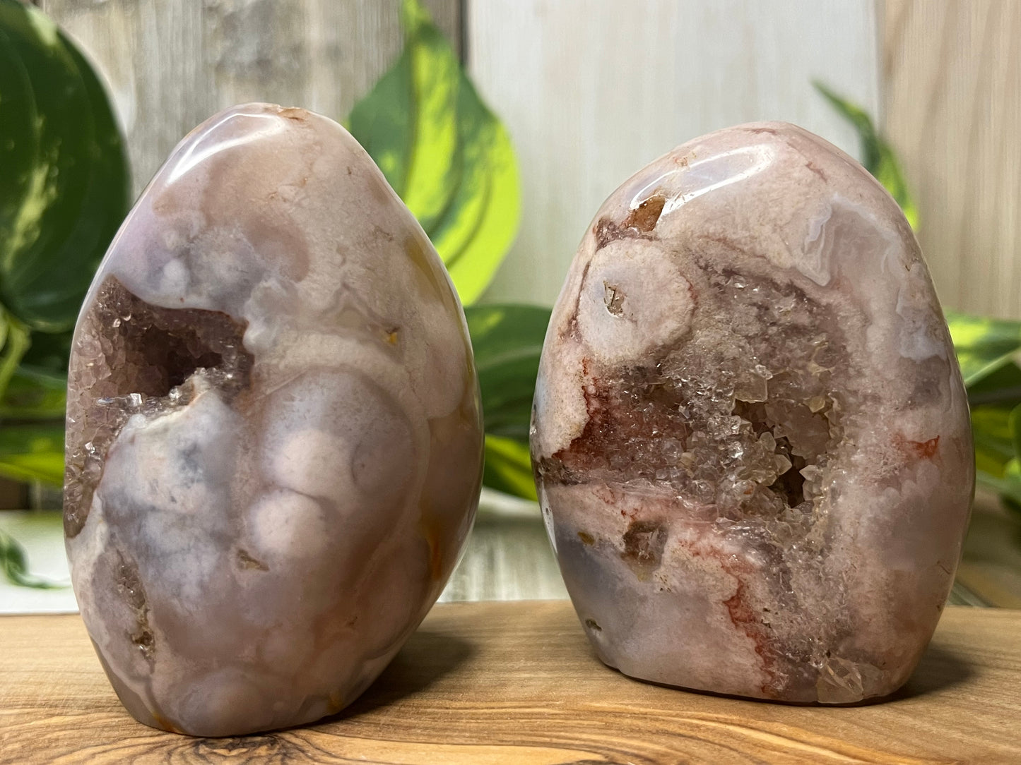 Pink Amethyst x Flower Agate Druzy Freeform