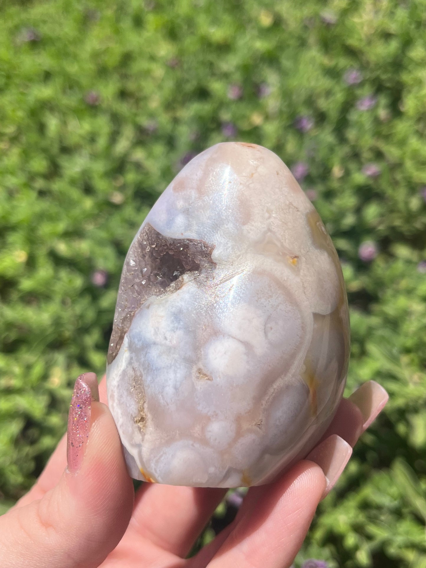 Pink Amethyst x Flower Agate Druzy Freeform