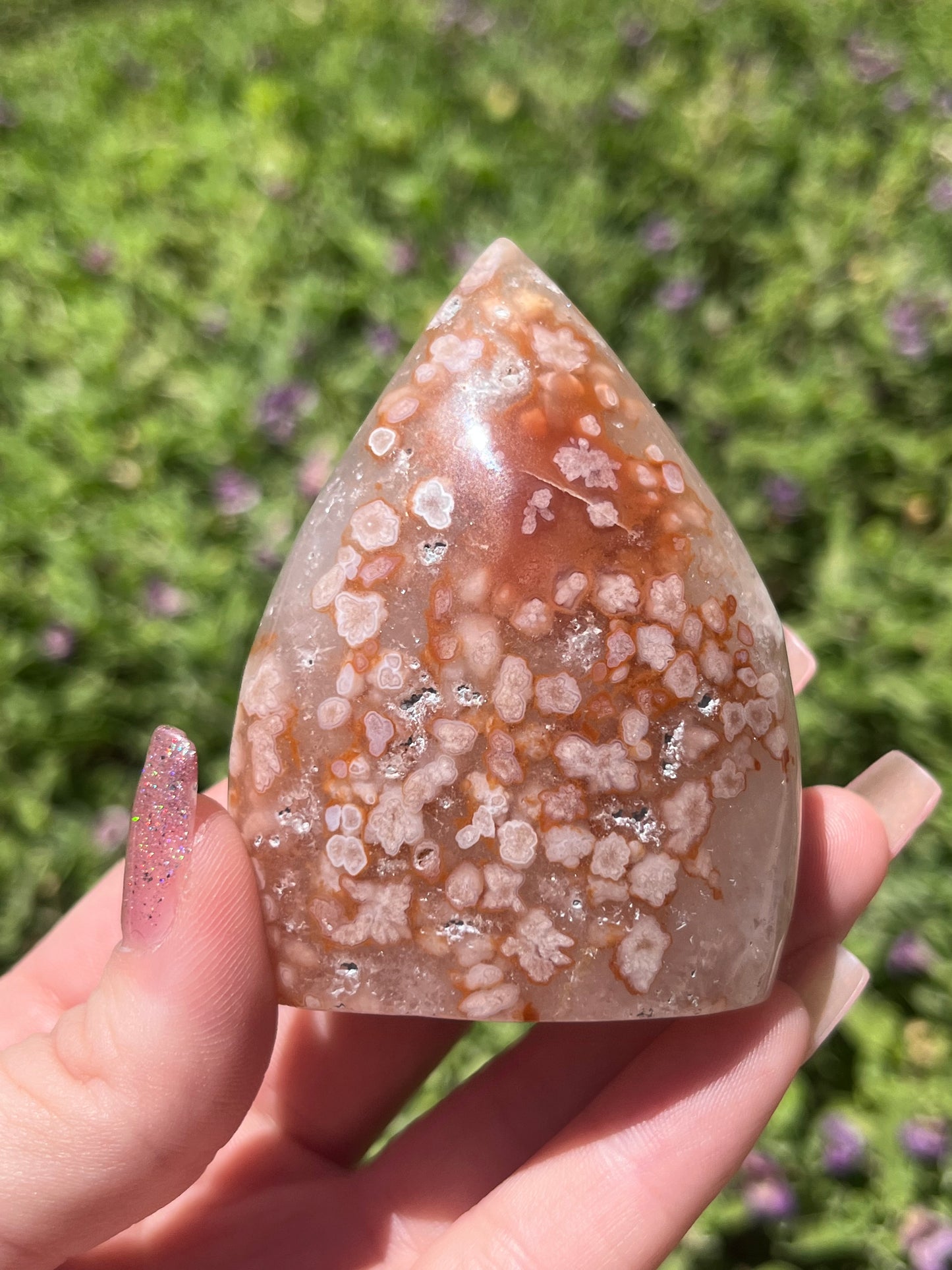 Pink Amethyst x Flower Agate Teardrop Freeforms