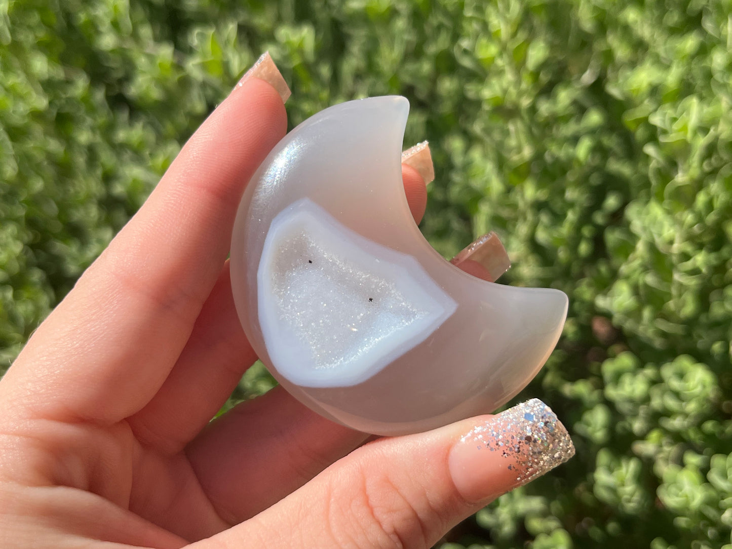 Agate Druzy Moon Carvings