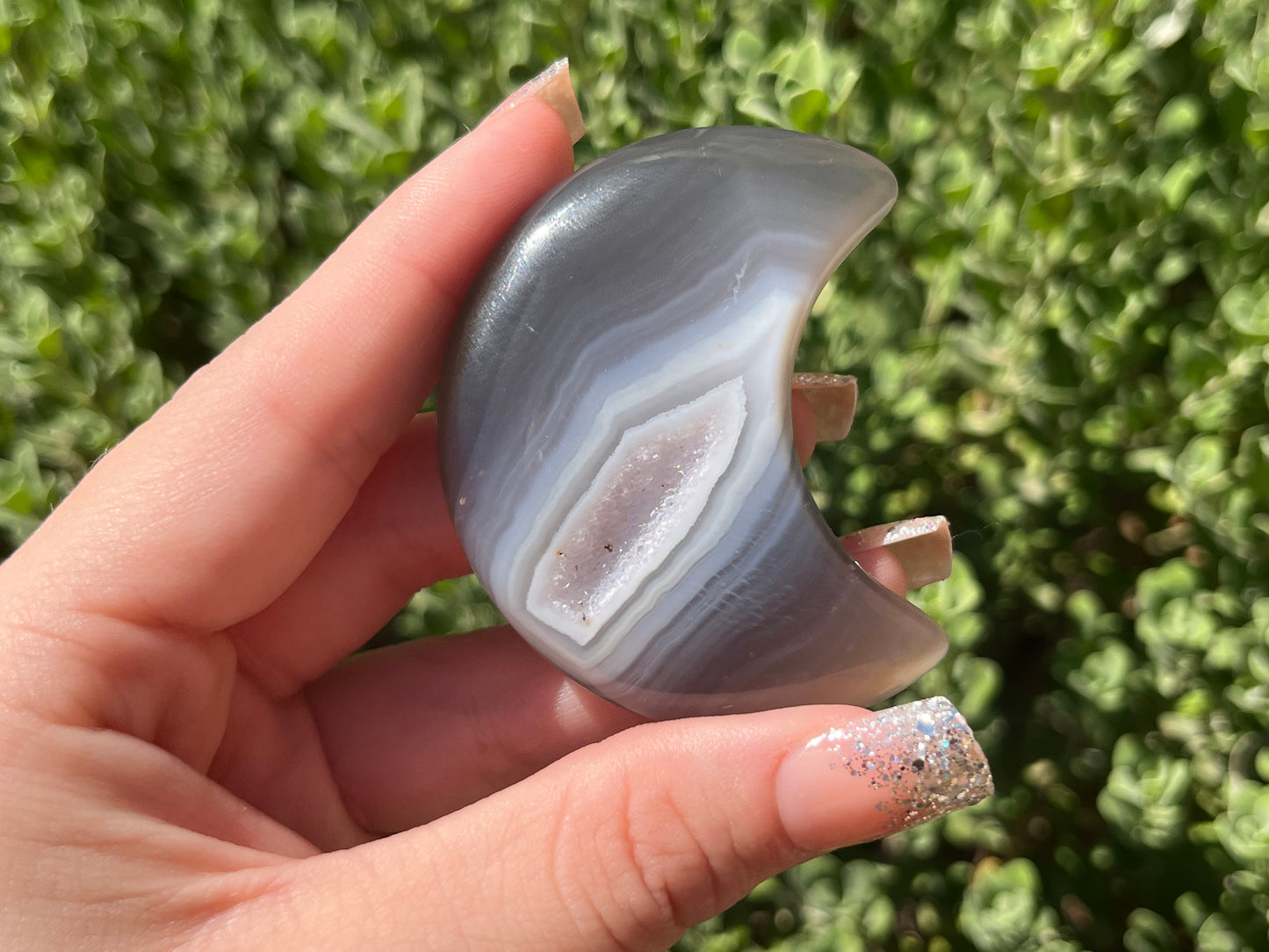 Agate Druzy Moon Carvings