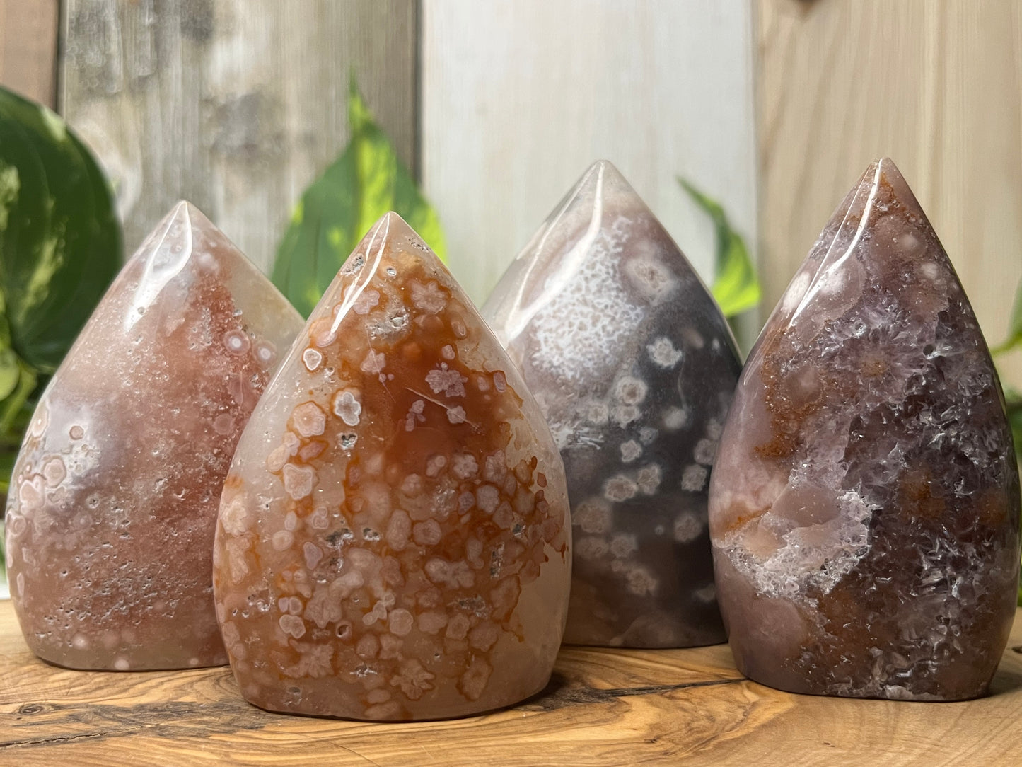 Pink Amethyst x Flower Agate Teardrop Freeforms