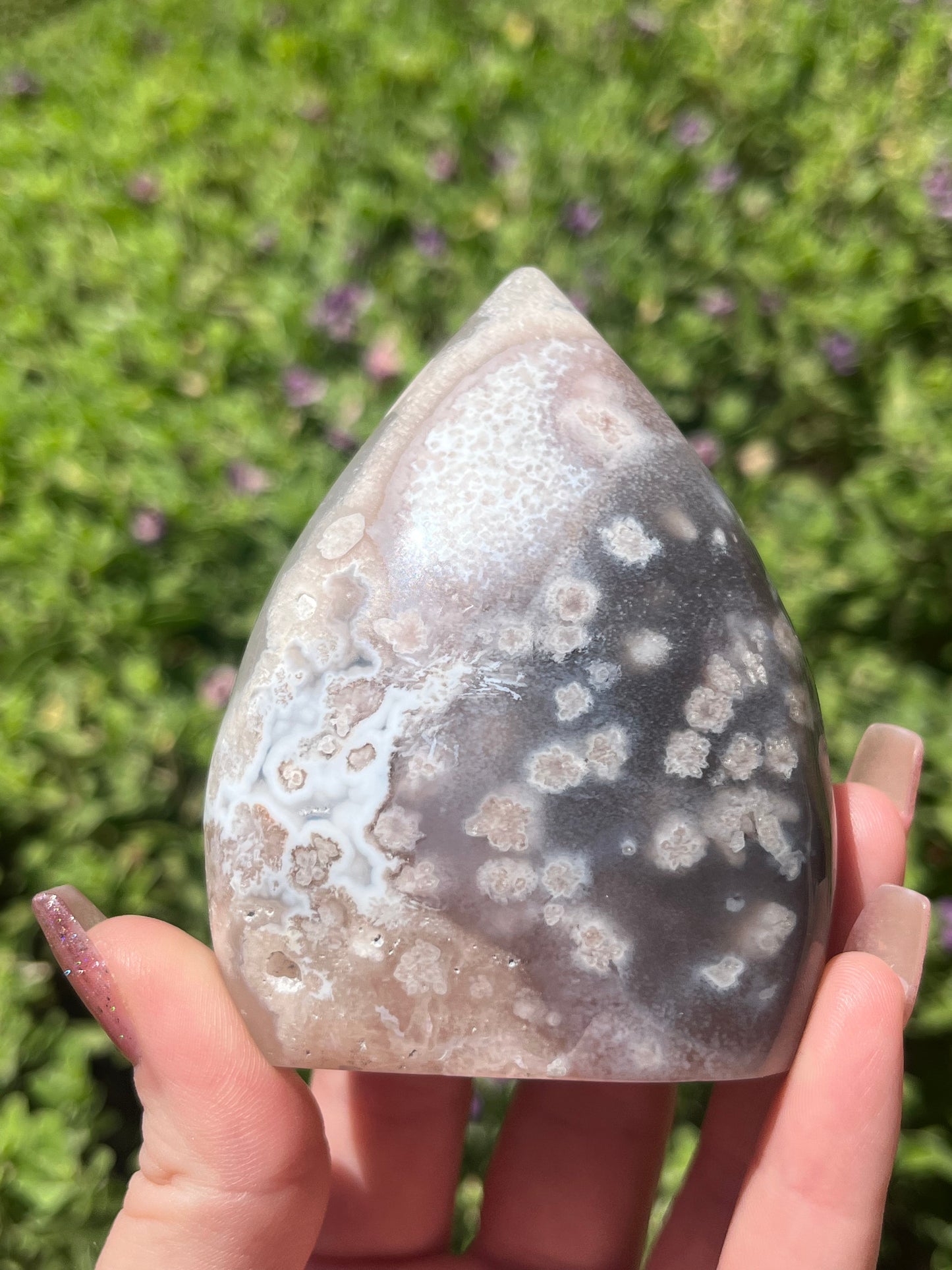 Pink Amethyst x Flower Agate Teardrop Freeforms