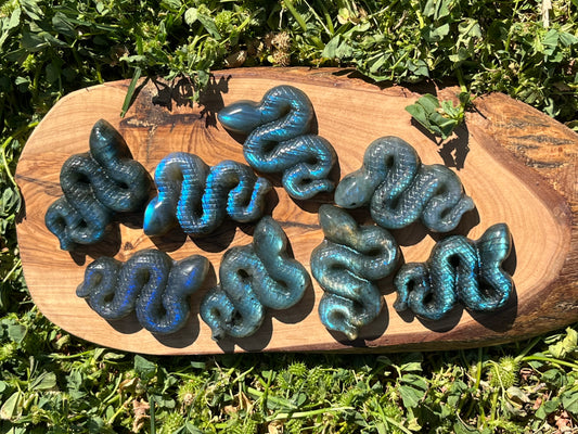 Labradorite Snake Carving